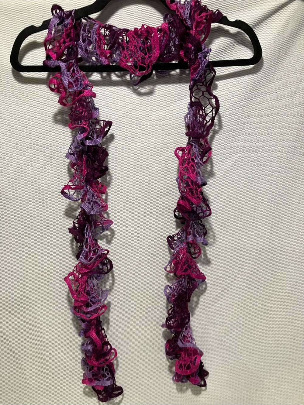 Ruffled Mesh Knit Scarf - Pink & Purple
